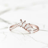 Stackable Curved Engagement Ring 1.4ct Marquise Cut Diamond 14k Yellow Gold Over