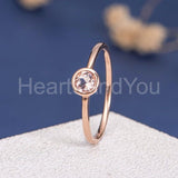1ct Round Cut Simulated Morganite Bezel Set Engagement Ring 14k Rose Gold Plated