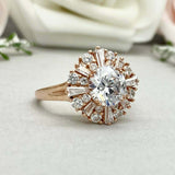 2.2ct Engagement Ring Round Cut Diamond Ballerina Sunburst 14k Rose Gold Finish