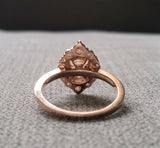 3Ct Round Cut Diamond Halo Crown Solitaire Engagement Ring 14K Rose Gold Finish