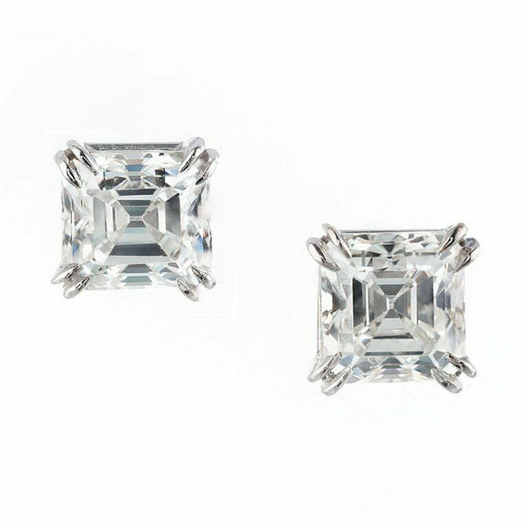 1.5ct Asscher Cut VVS1D Diamond Solitaire Stud Earrings 14k White Gold Finish