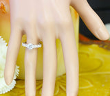 Engagement Ring 1.5ct Round Cut Diamond 6 Stones On Accent 14k White Gold Finish