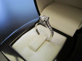 3Ct Round Brilliant Cut Diamond Solitaire Ring with Accents 18K White Gold Over