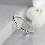 0.3ct Pear Simulated Diamond Minimalist Engagement Ring 14k White Gold Plated