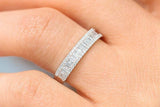 2.2ct Wedding Band Baguette Cut Diamond 3 Row Channel Set 14k White Gold Finish