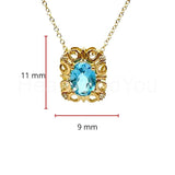1ct Oval Cut Simulated Blue Topaz Hollow Stylish Pendant 14k Yellow Gold Plated