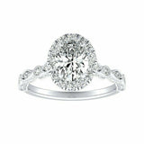 2Ct Oval Cut VVS1 Diamond Milgrain Vintage Engagement Ring 14K White Gold Finish