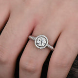 2.3ct Round Cut Diamond Solitaire with Accents Halo Ring 14k White Gold Finish