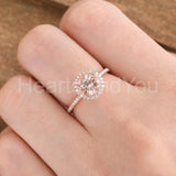 1.5ct Round Cut Simulated Morganite Halo Engagement Ring 14k Rose Gold Plated