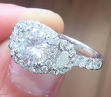 Halo Accent Solitaire Engagement Ring 3ct Round Cut Diamond 14k WhiteGold Finish