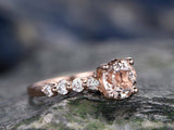 2Ct Round Cut Peach Morganite Diamond Accent Engagement Ring 14K Rose Gold Over
