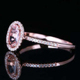 2.35ct Engagement Ring Oval Cut Peach Morganite Diamond Halo 14k RoseGold Finish