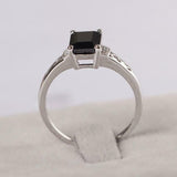 2ct Emerald Cut Black Diamond Solitaire Filigree Accent Ring 14k White Gold Over