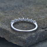 0.45ct Wedding Band Round Diamond Stackable Petite Minimal 14k White Gold Finish