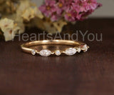 0.5ct Marquise Simulated Diamond Bezel Set Stacking Band 14k Yellow Gold Plated