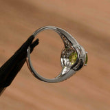 2.4ct Oval Cut Green Peridot Double Halo Engagement Ring 14k White Gold Finish