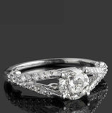 1.56ct Round Cut Diamond Engagement Ring Split Shank Band 14k White Gold Finish
