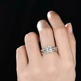 2.2ct Round Cut Diamond Bridal Set Ring Infinity Band 14k White Gold Finish