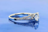 2ct Round Cut Diamond Split Shank Solitaire with Accent Ring 14k White Gold Over