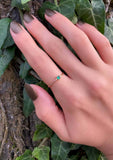 0.2ct Engagement Ring Princess Cut Green Emerald Minimalist 14k Yellow Gold Over