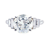 2.6ct Round Cut Diamond Solitaire Step Baguette Accents Ring 14k White Gold Over