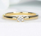 0.3ct Engagement Ring Round Cut Diamond Solitaire Design 14k Yellow Gold Finish