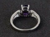 2.2ct Cushion Cut Amethyst Diamond Accent Solitaire Ring 14k White Gold Finish
