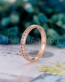 0.5ct Round Cut Moissanite Channel Set Women Wedding Band 14k Rose Gold Plated