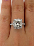 3Ct Radiant Cut VVS1/D Diamond Accent Halo Engagement Ring 14K White Gold Finish