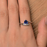 1ct Trillion Cut Blue Sapphire Bypass Style Engagement Ring 14k WhiteGold Finish