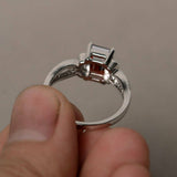 2ct Emerald Red Garnet Engagement Ring 14k WhiteGold Finish Split Band Solitaire