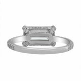 3Ct East West Emerald Cut Diamond Solitaire Engagement Ring 14K White Gold Over