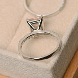 1ct Emerald Cut Champagne Morganite Bridal Set Ring Band 14k White Gold Finish