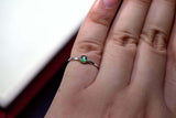 0.3ct Engagement Ring Oval Cut Emerald Trilogy Minimalist 14k White Gold Finish