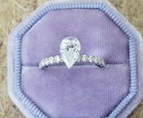 2ct Clear Pear Diamond Accent Solitaire Engagement Ring 14k Yellow Gold Finish