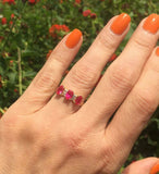 2ct Engagement Ring Oval Pink Ruby Stylish Stackable 14k Yellow Gold Finish