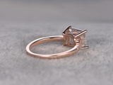 1ct Emerald Cut Diamond Engagement Ring Accents Solitaire 14k Rose Gold Finish