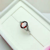 1.6ct Oval Cut Red Garnet Engagement Ring Diamond Split Band 14k White Gold Over