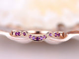 1ct Round Cut Purple Amethyst Half Eternity Wedding Band Ring 18k Rose Gold Over
