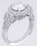Halo Antique Vintage Engagement Ring 3ct Round Cut Diamond 14k White Gold Finish