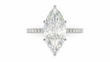 Hidden Halo Engagement Ring 1.5ct Marquise Cut Diamond 14k White Gold Finish