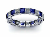 1.5ct Princess Cut Blue Sapphire Eternity Wedding Band Ring 14k WhiteGold Finish