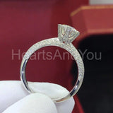 2.2ct Round Cut Moissanite Solitaire Dual Row Accent Ring 14k White Gold Plated