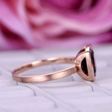 1ct Cushion Cut Red Garnet Engagement Ring Bezel Set Solitaire 14k RoseGold Over