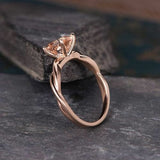 1ct Cushion Cut Morganite Infinity Solitaire Engagement Ring 10k Solid Rose Gold