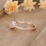 1ct Oval Cut Simulated Peach Morganite Round Petite Ring 14k Rose Gold Plated