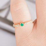 1.3ct Round Green Emerald Engagement Ring Accents Solitaire 14k Yellow Gold Over