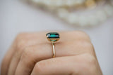 3.2ct Green Emerald Cut Engagement Ring Solitaire Proposal 14k Yellow Gold Over