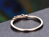 0.2ct Round Cut Diamond Engagement Ring Tie Bow Knot Design 14k Rose Gold Finish