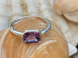 2ct Engagement Ring Emerald Cut Amethyst Bezel Set Solitaire 14k White Gold Over